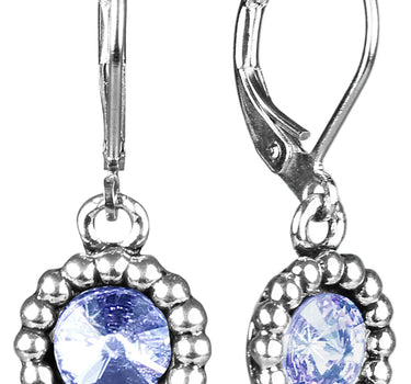 Ohrringe Aurelia mit rundem Anhänger und Kristallen von Swarovski® - Hellblau