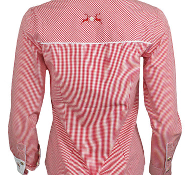 Maddox Damen Langarm Trachtenbluse Innsbruck - Rot