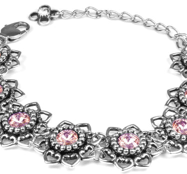LUISIA Armband Leandra mit Herzblüten und Kristallen von Swarovski - Light Rosé / Rose