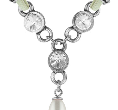 LUISIA® Halskette Cami mit Kristallen von Swarovski® und Perle - Lindgrün