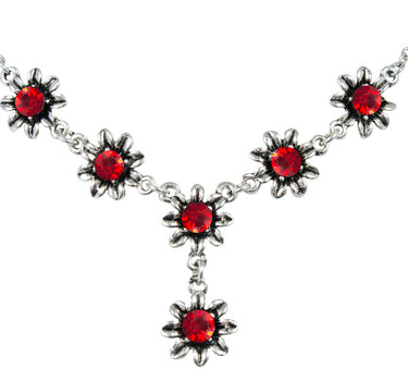 Blumen Collier mit Ohrhängern - Rot