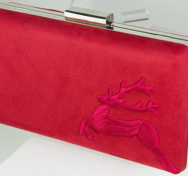 Handtasche mit Hirschstickerei | Clutch Rot