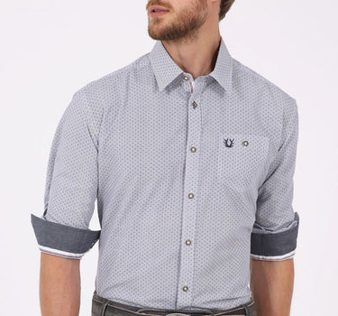 Krüger Herren Trachtenhemd "Rune" mit Hirschstickerei 901331 - Blau