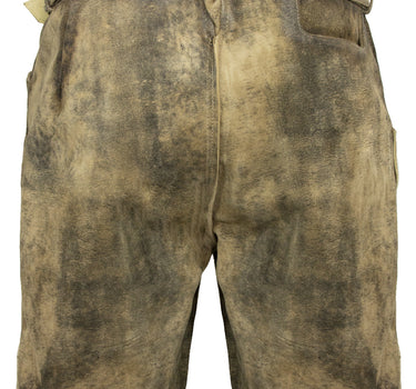 MADDOX Kurze Herren Lederhose "Kobel" mit Gürtel | Antik Braun Beige