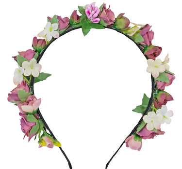 Blumen Haarreif "Sabia" mit Rosen und Blüten | Altrosa Creme