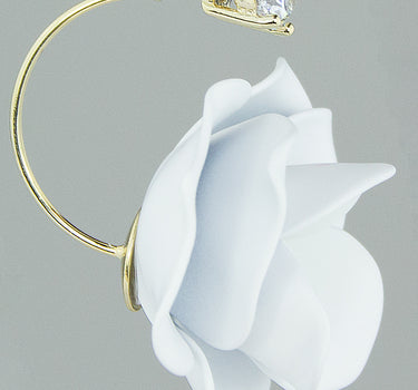 LUISIA Front Back Ohrringe Jarla mit Blumen - 16 Karat vergoldet Weiß