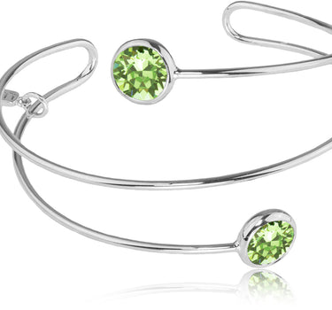 LUISIA Spiral Armreif "Fjella" mit zwei Kristallen von Swarovski - Silber / Peridot