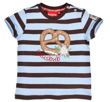 BONDI Jungen T-Shirt "Lausbub" mit Brezel 91370 | Blau Braun