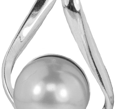 LUISIA Geschwungene Ohrringe "Liora" mit Perle von Swarovski - Silber / Light Grey Pearl