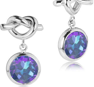 LUISIA® Ohrringe mit Knoten und Kristall von Swarovski® - Silber / Royal Blue Delite