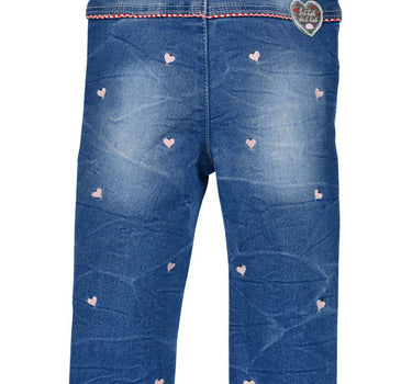 BONDI Baby Mädchen Trachten Jeans "I mog di" mit Herzen 86565 | Blau