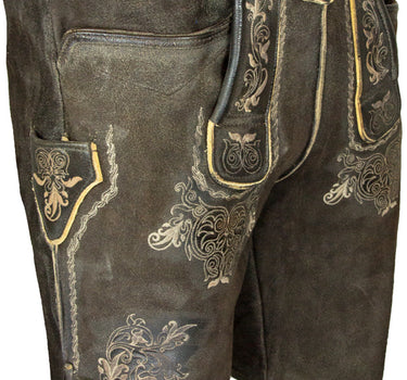 Maddox Kurze Herren Lederhose Buchner mit Gürtel - Semina A. Coffee