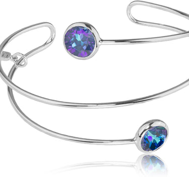LUISIA® Spiral Armreif "Fjella" mit zwei Premium Kristallen - Silber / Royal Blue Delite