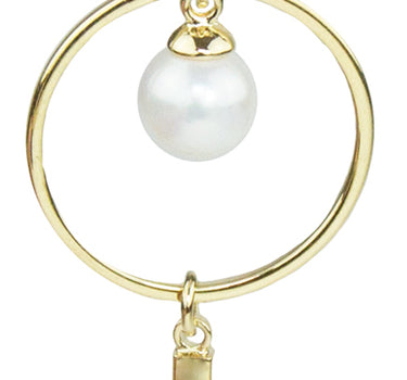 LUISIA Ohrstecker mit Ring, Perle und Kristallen von Swarovski vergoldet - Lila