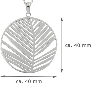 LUISIA Edelstahl Halskette 80+5 cm mit Anhänger | Großes Palmblatt