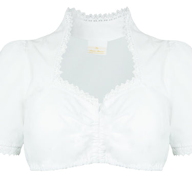 Pierre Marcel Damen Halbarm Dirndlbluse Julia mit Spitze - Weiß