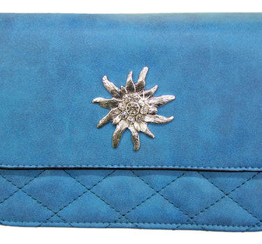 Gesteppte Trachten Handtasche mit Edelweiß Applikation | Blau