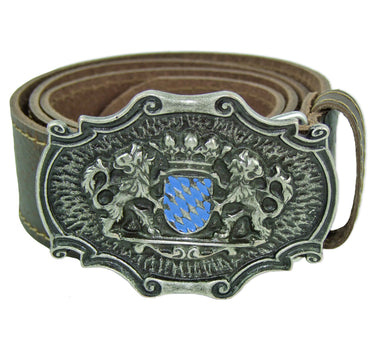 Trachtengürtel mit Koppelschließe und Bayernwappen - Dunkelbraun