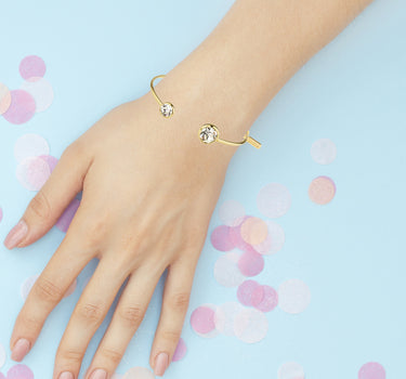 LUISIA Einreihiger Armreif "Fjella" mit zwei Kristallen von Swarovski - Silber / Light Rose