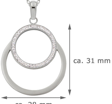 LUISIA Edelstahl Halskette 50+5 cm | Doppelring mit Zirkonia