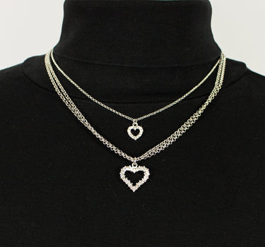 LUISIA Doppel Halskette mit Herzanhängern und Kristallen von Swarovski - Silber