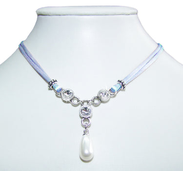 LUISIA Halskette Cami mit Kristallen von Swarovski und Perle - Hellblau