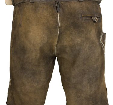 MADDOX Kurze Lederhose "Ammersee" mit Gürtel | Antik Nuss