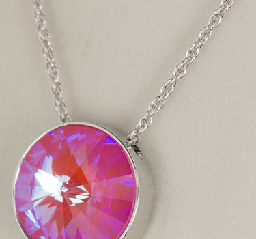 LUISIA Halskette "Sinja" mit Kristallen von Swarovski - 14 mm - Silber / Lotus Pink Delite