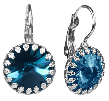 LUISIA Kronen Ohrringe "Vivana" mit Swarovski Element | Montana - Ozeanblau