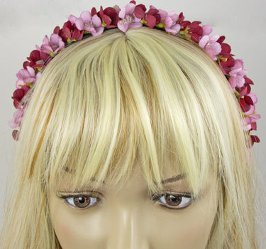 Blumen Haarreif "Elfe" - Schmaler Blütenkranz | Weiß Apricot