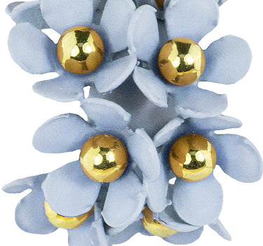 LUISIA Halb Creolen Ohrstecker Mia mit Blüten - 16 Karat vergoldet Hellblau