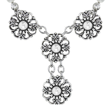 LUISIA® Perlen Halskette mit Blüte und Perle