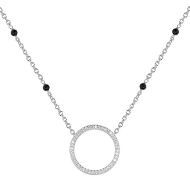 LUISIA® Halskette "Ring mit schwarzen Achat Perlen" 67044 | 925 Silber (Länge 50cm)