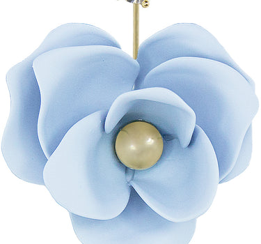 LUISIA Front Back Ohrringe Jarla mit Blumen - 16 Karat vergoldet Hellblau