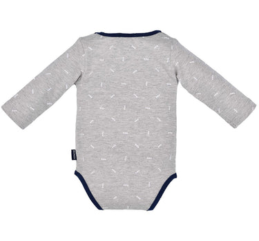 BONDI Baby Langarmbody "Small Boss" 93682 - Grau/Navy | Unterziehbody Babybody