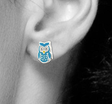 LUISIA Ohrstecker Eule - 925 Sterling Silber Hellblau