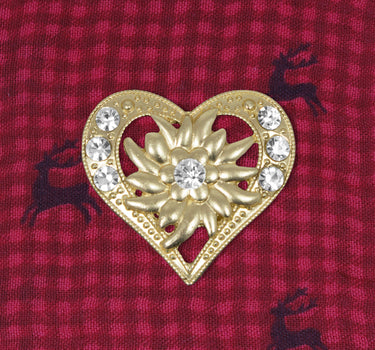 Magnet Brosche Tuchhalter - Gold Herz mit Strass