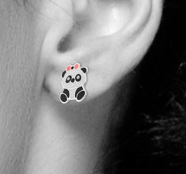 LUISIA Ohrstecker "Panda Bär" mit Zirkonia E-15149 - 925 Sterling Silber