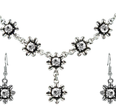 Blumen Collier mit Ohrhängern - Kristall