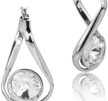 LUISIA Geschwungene Ohrringe "Alea" mit Kristall von Swarovski - Silber / Crystal