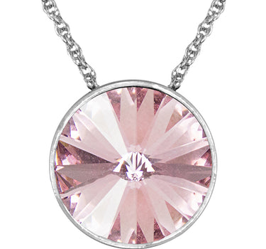 LUISIA® Halskette "Sinja" mit Premium Kristallen - 14 mm - Silber / Light Rose