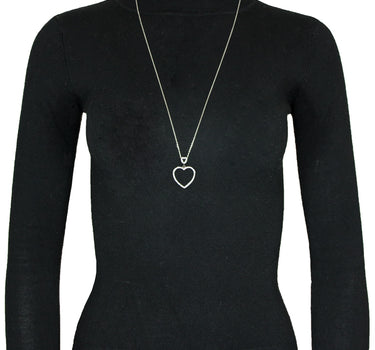 LUISIA Edelstahl Halskette 80+5 cm Silber | Zwei Herzen mit Zirkonia