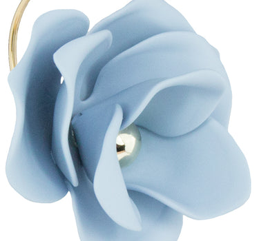 LUISIA Front Back Ohrringe Jarla mit Blumen - 16 Karat vergoldet Hellblau