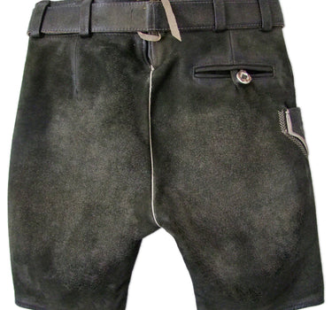 MADDOX Kurze Lederhose "Ammersee" mit Gürtel | Antik Smoke