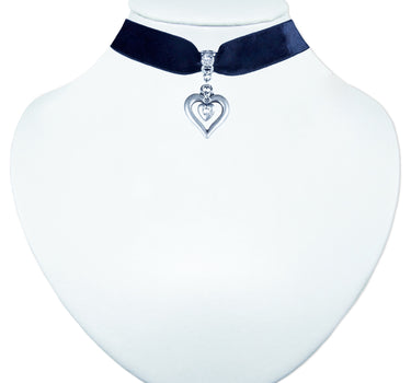 LUISIA® Samt Kropfband "Heart in Heart" | Schwarz