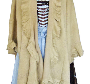 Dirndltuch Strick Stola in Hellbraun