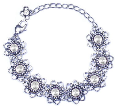 LUISIA Armband Leandra mit Herzblüten und Kristallen von Swarovski - Crystal / Kristall