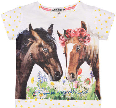 BONDI T-Shirt "Friends" mit Pferde Print 36204 - Weiß | Mädchen Kurzarmshirt
