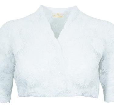 Pierre Marcel Damen Halbarm Spitzen Dirndlbluse Bernice mit Pailletten - Weiß