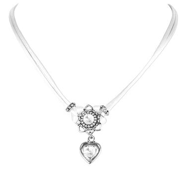 LUISIA Halskette Chiara mit Herzblüte, Strassherz und Kristallen von Swarovski - Weiß